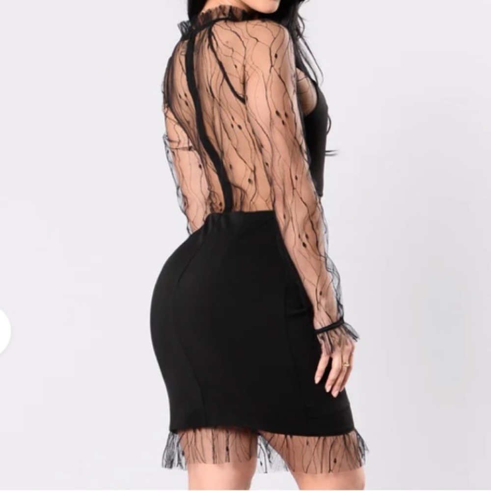 Fashion Nova Black Backless Dress with Sheer Details
